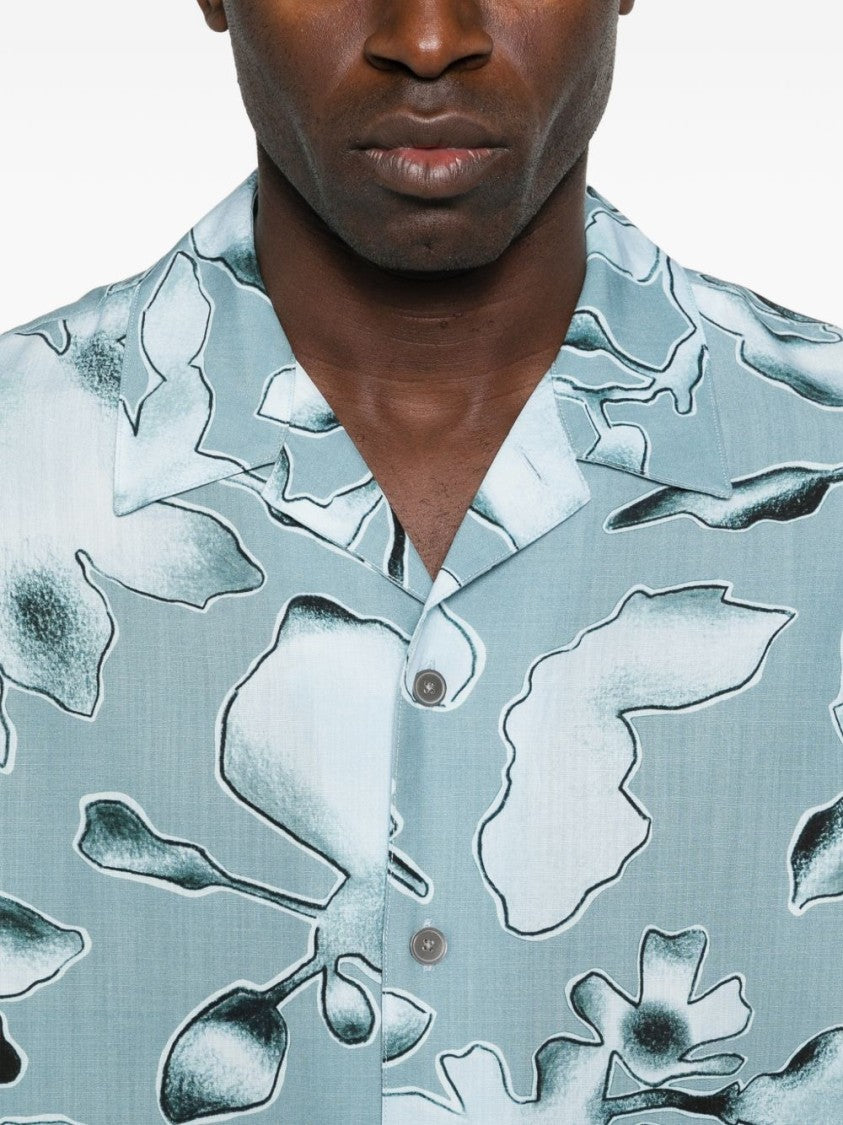Paul Smith Floral Print Button-Up Shirt With Camp Collar