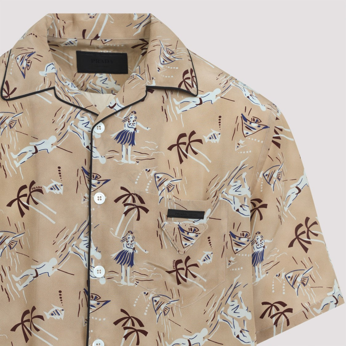Prada Printed Silk Blend Bowling Shirt