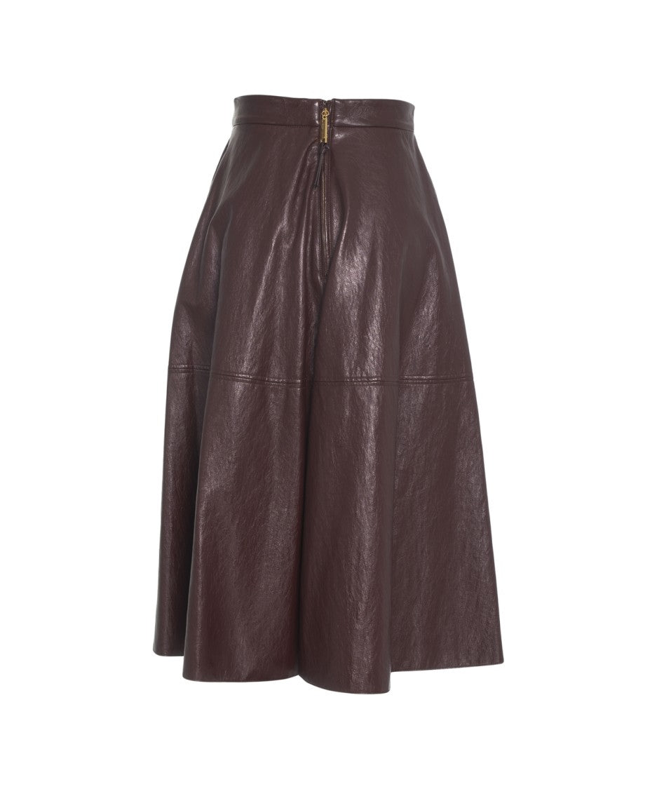 Elisabetta Franchi Faux Leather Midi Skirt