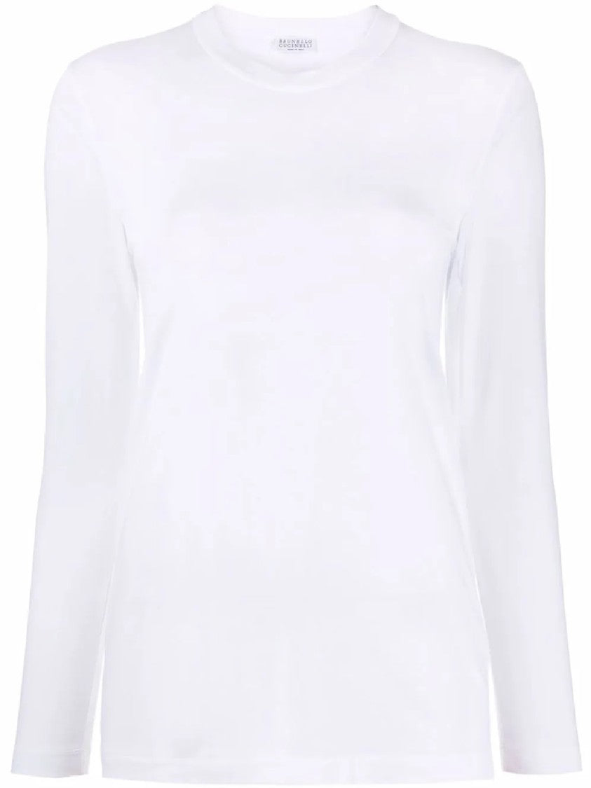 Brunello Cucinelli Long-Sleeved Fitted Top With Classic Crew Neckline