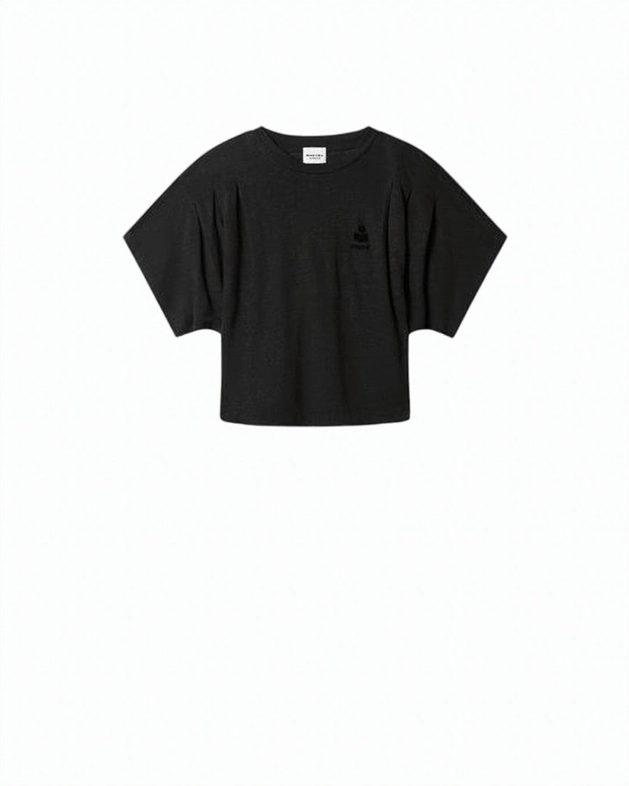 Isabel Marant Cropped Linen T-Shirt With Relaxed Fit