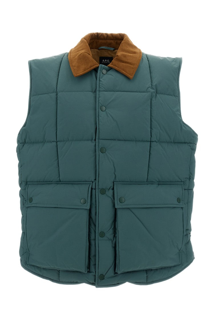 A.P.C. Green Jimmy Padded Quilted Vest