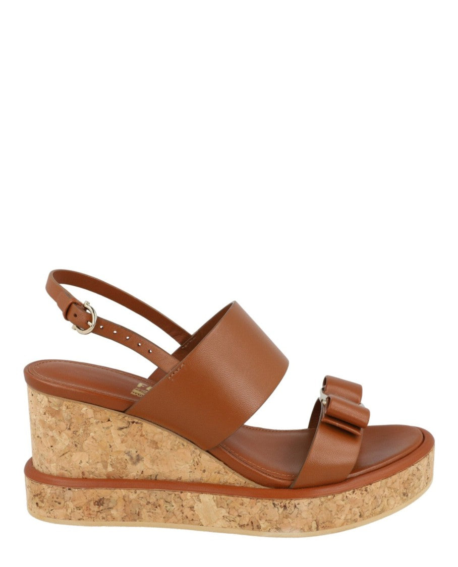Ferragamo Giudith Leather Wedge Sandals