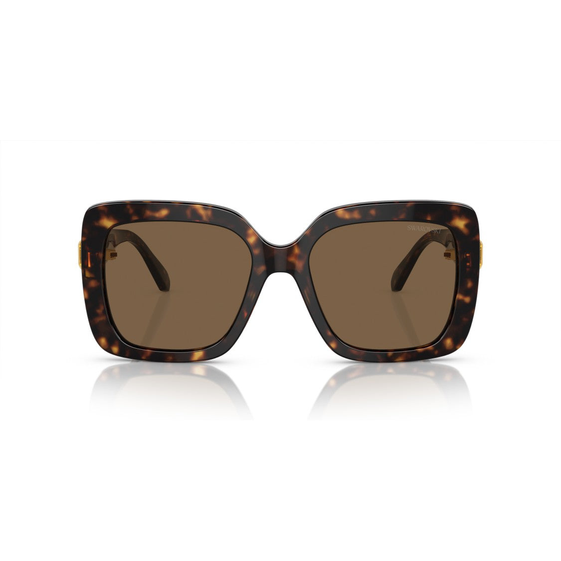 Swarovski 0Sk6001 Oversized Tortoiseshell Acetate Square Sunglasses With Gold Accents