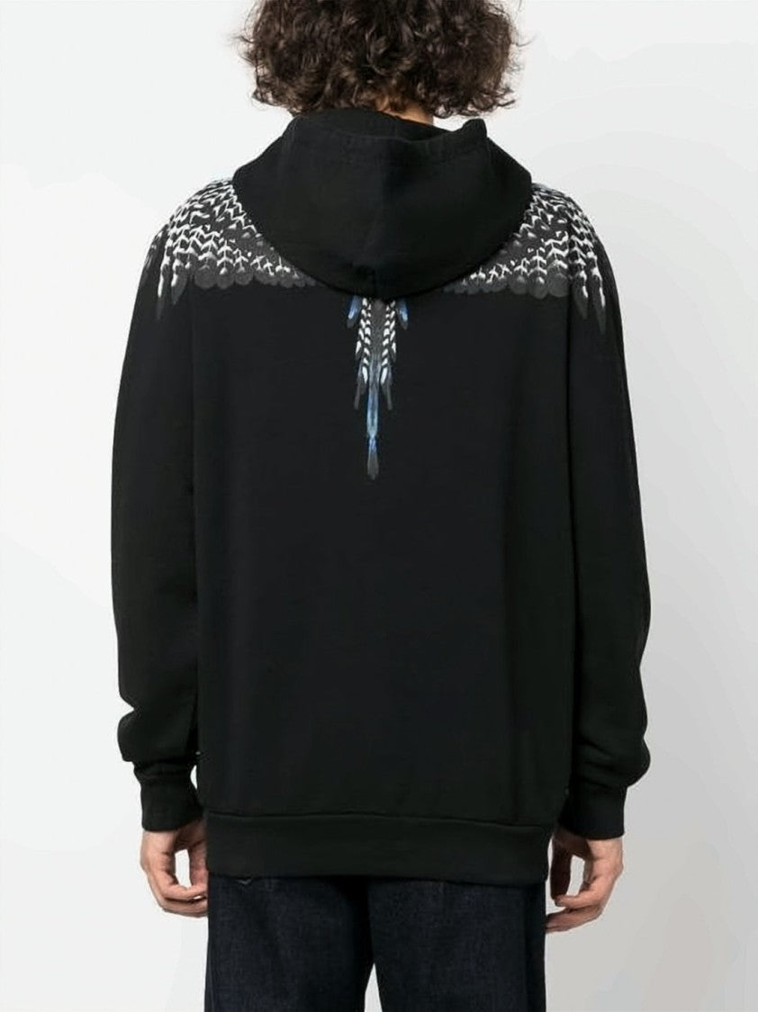 Marcelo Burlon Feather Wing Print Hoodie With Adjustable Drawstring