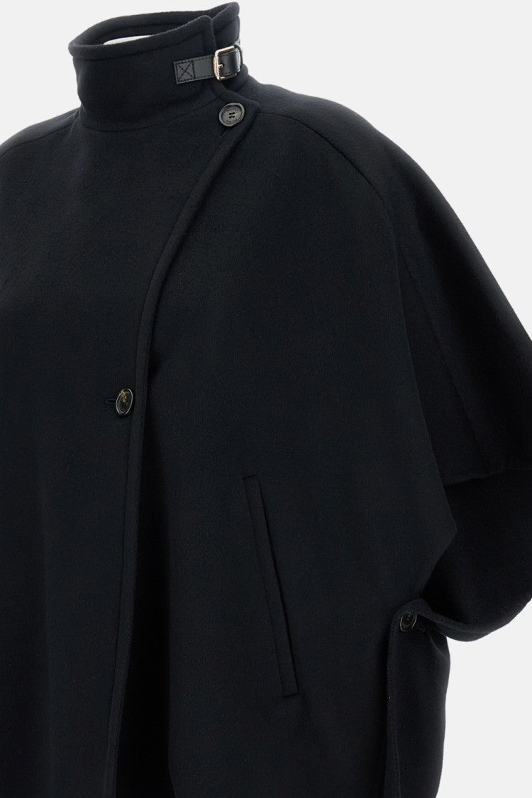 Max Mara Short Sleeve Wool Coat With Buckle Detail