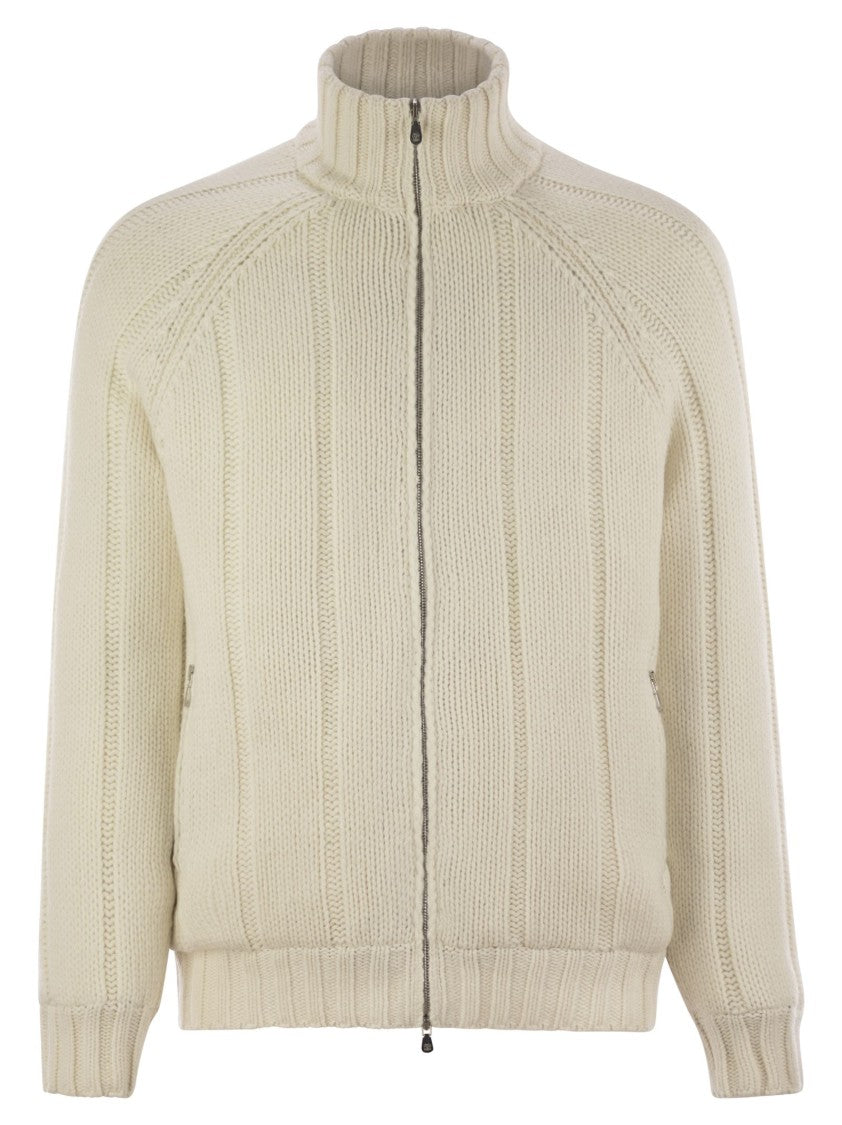 Brunello Cucinelli Cashmere Knit Down Jacket With Zip
