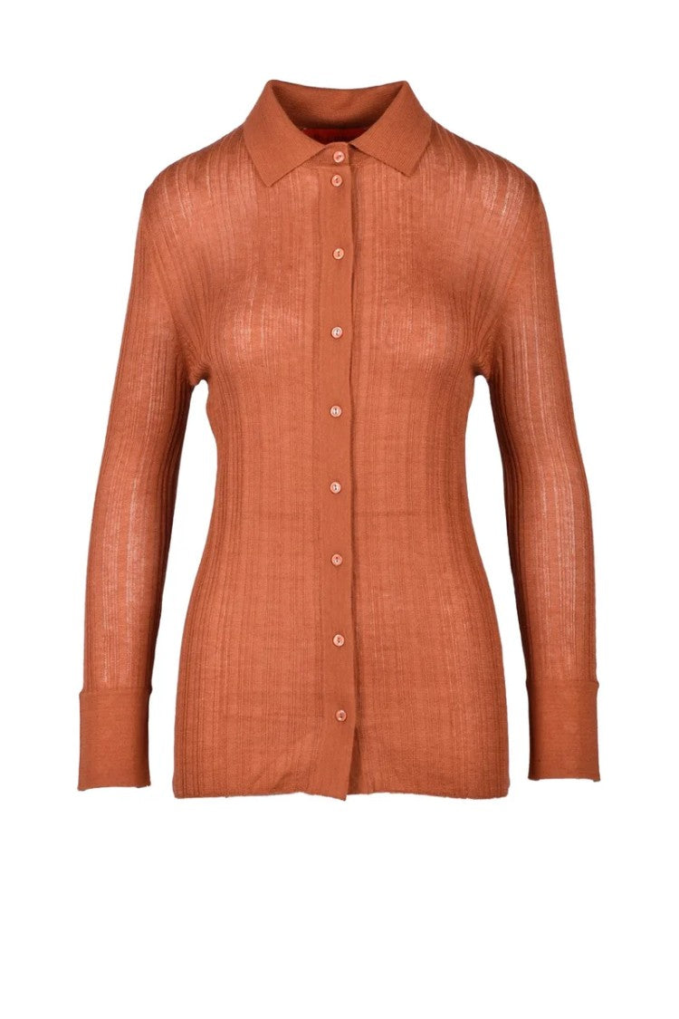 Wild Cashmere Ribbed Cardigan - Cognac