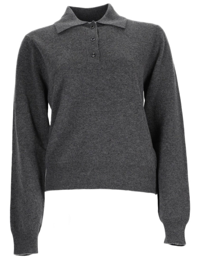 Maison Margiela Grey Virgin Wool Long-Sleeve Fitted Polo Shirt