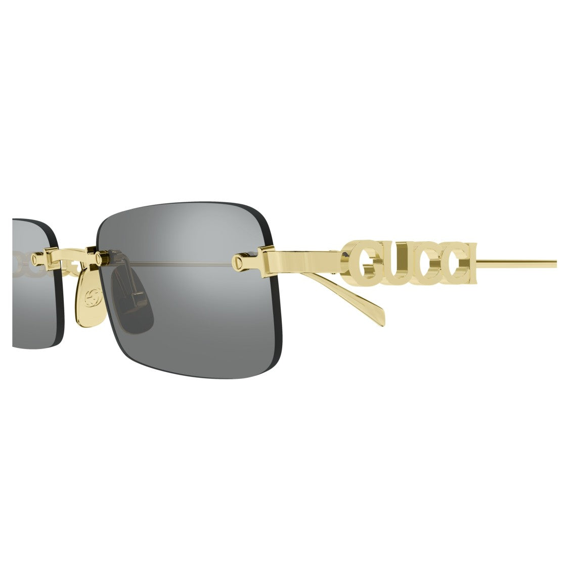 Gucci Rimless Rectangular Dark Lens Sunglasses