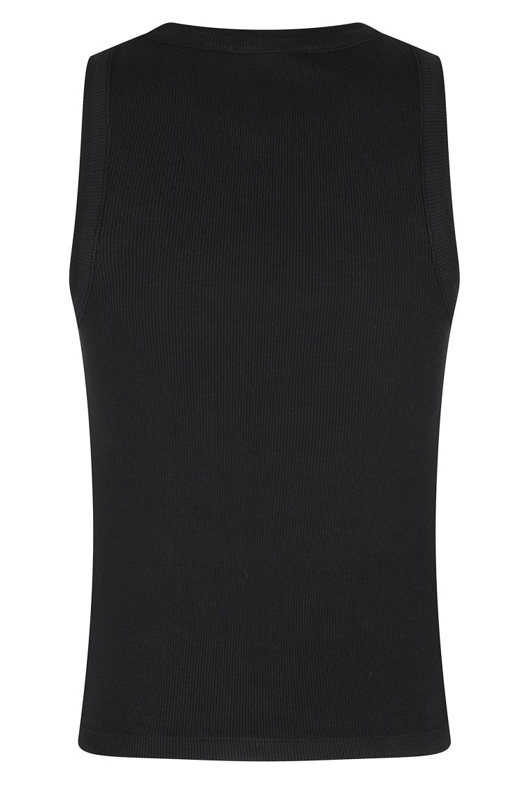 Des Phemmes Black Rhinestone-Embellished Cotton Tank Top