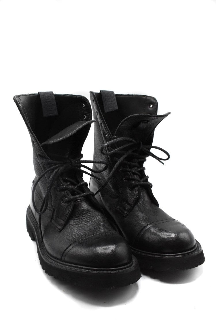 Tricker's Black Lucia Lace-Up Cap Toe Leather Lug Sole Boots
