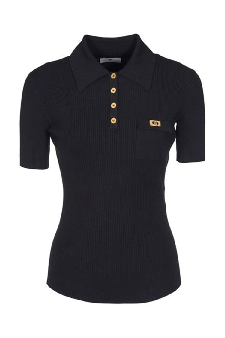 Elisabetta Franchi Ribbed Knit Top Polo