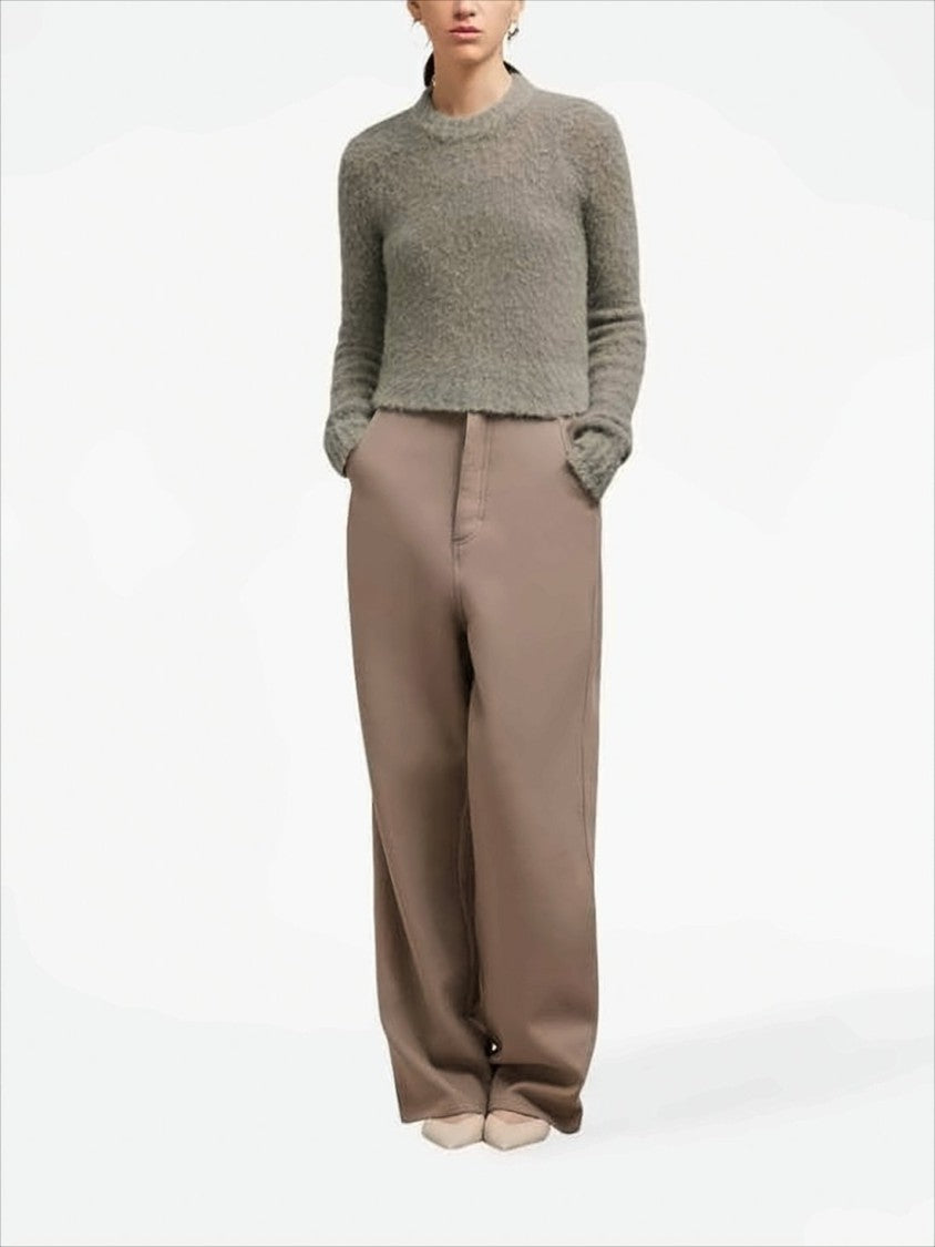 Ami Paris Cropped Sweater With Fuzzy Texture