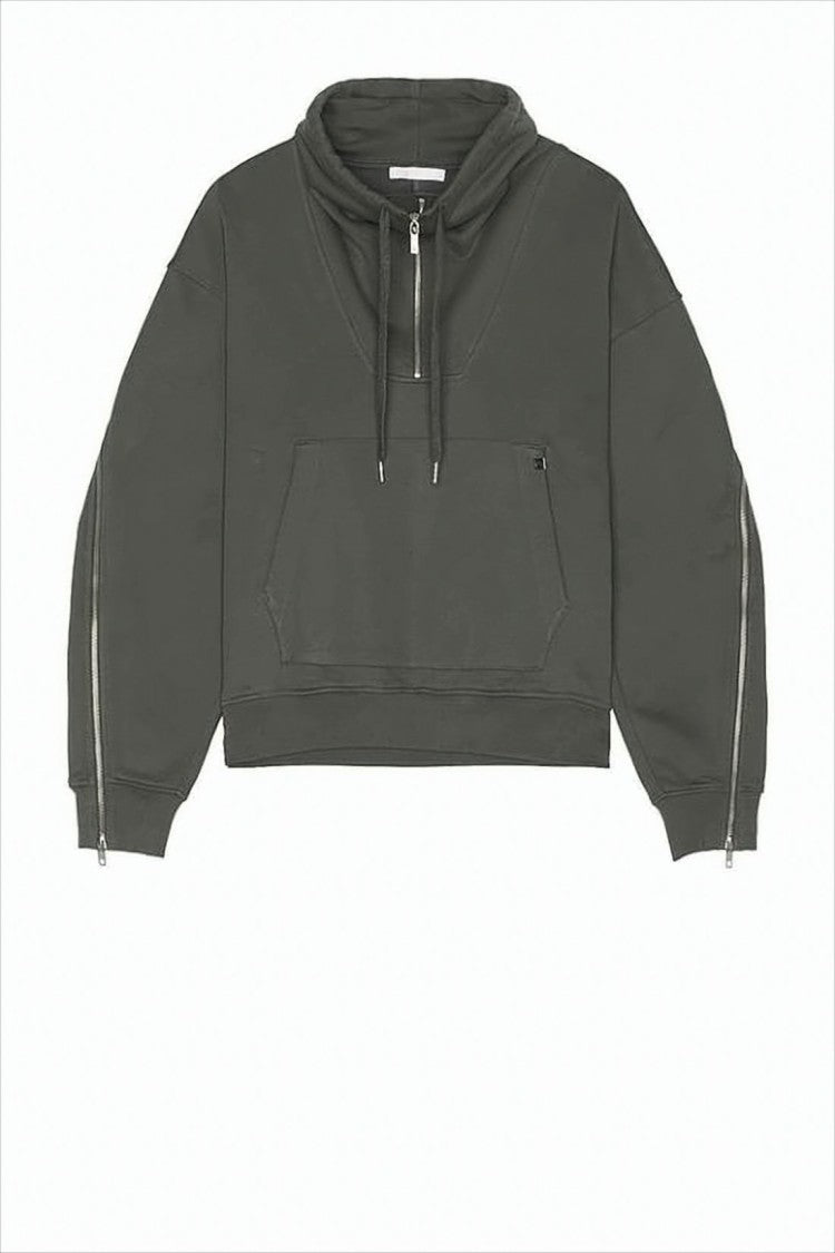 Helmut Lang Cropped Half-Zip Hoodie With Kangaroo Pocket