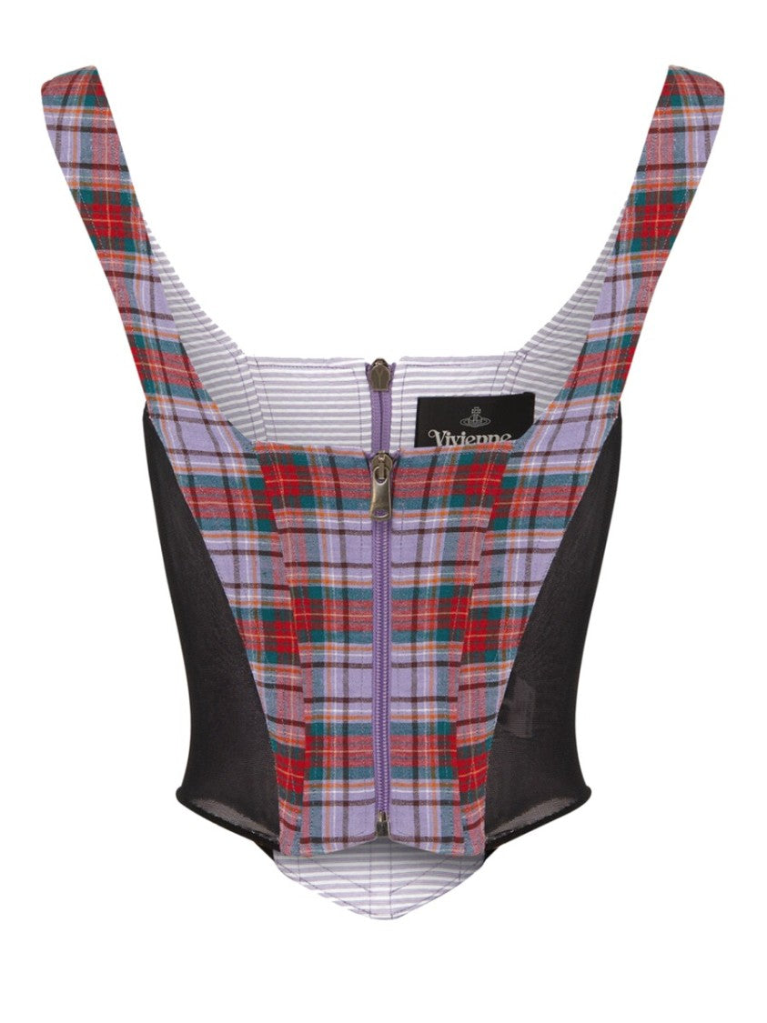 Vivienne Westwood Puppy Linen Plaid Fitted Corset
