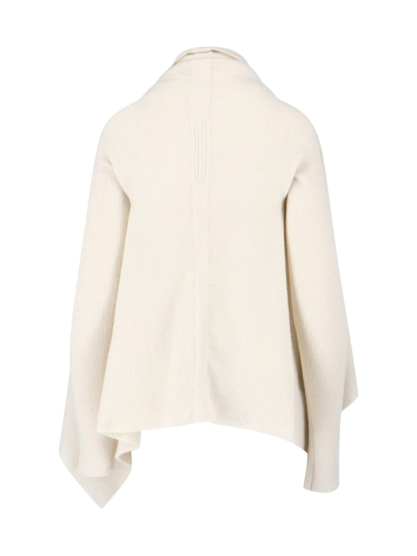 Rick Owens Beige Alpaca Blend Draped Cardigan
