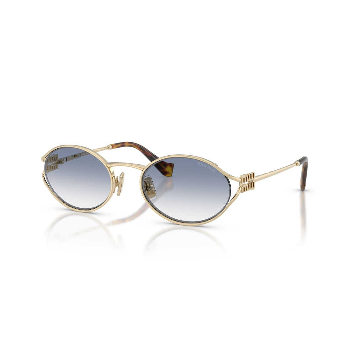 Miu Miu 0Mu 52Ys Oval-Shaped Sunglasses With Gold Metal Frames