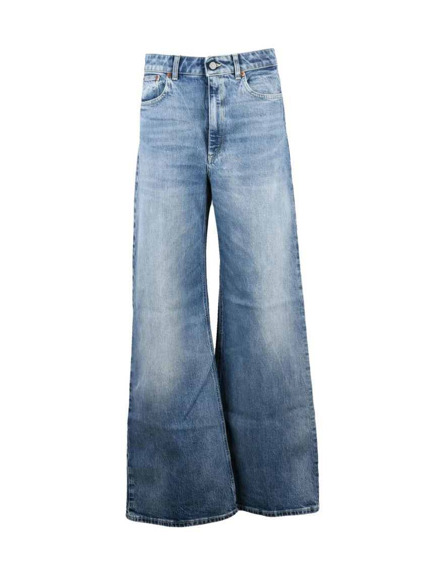 Dondup Beatrix Wide Leg Jeans With Faded Denim Wash