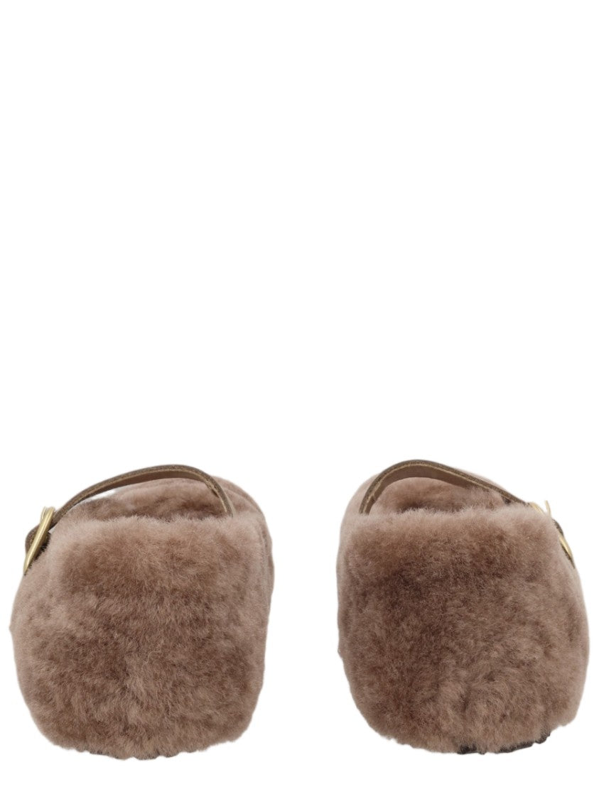 Birkenstock Grey Plush Adjustable Buckle Sandals