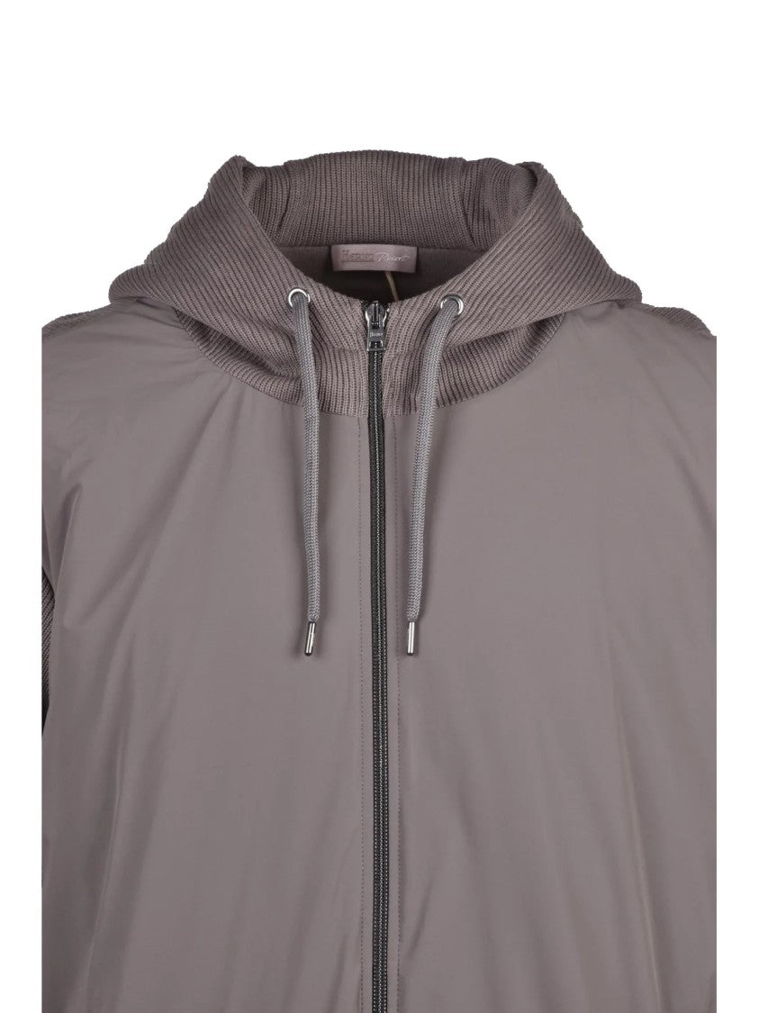 Herno Resort Unlined Grey Cotton Jacket With Zip Closure And Functional Pockets