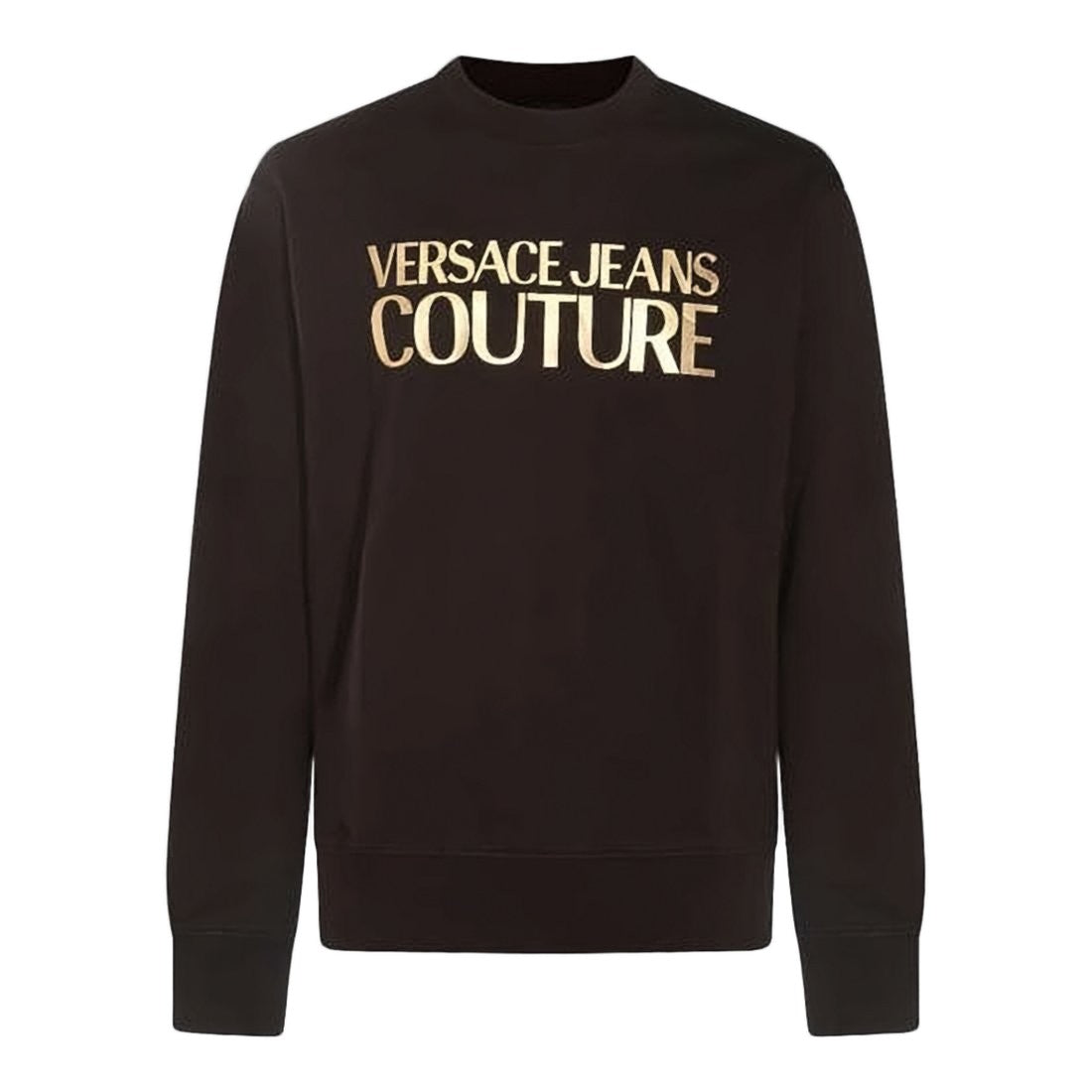 Versace Long-Sleeve Crewneck Sweatshirt With Bold Metallic Logo