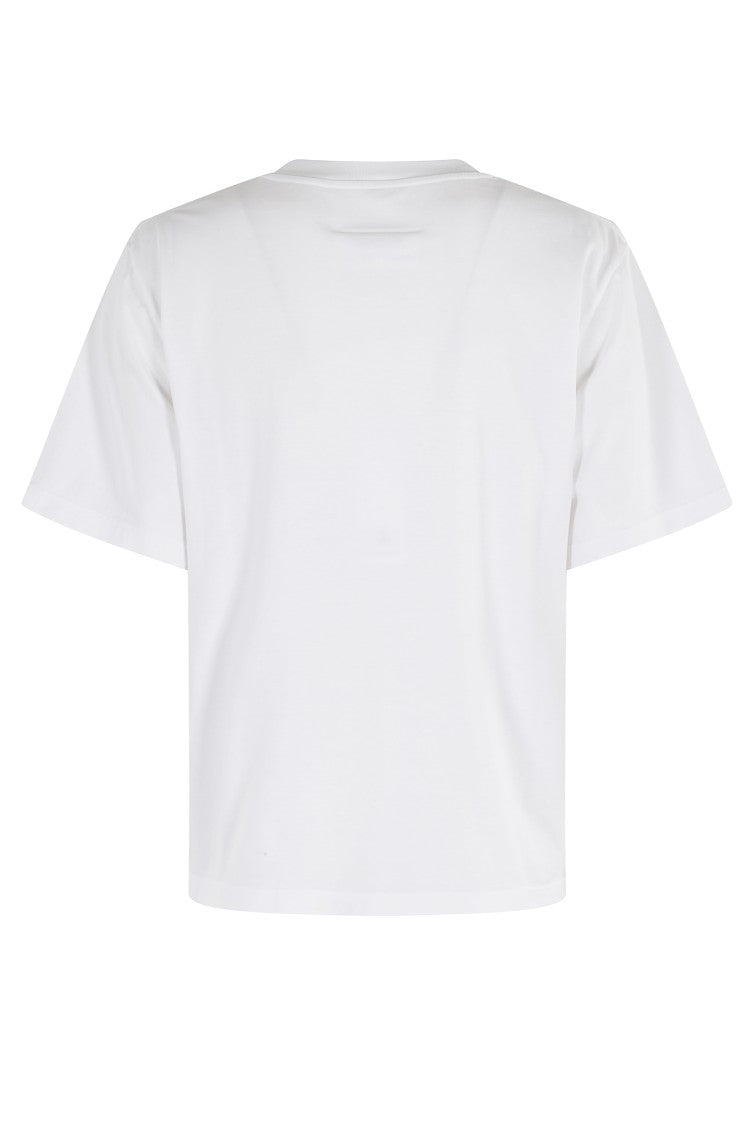 Mm6 By Maison Margiela Boxy-Fit White Cotton T-Shirt With Numeric Logo