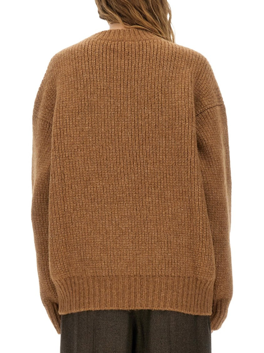 Saint Laurent Ribbed Knit Pullover With Oversized Fit