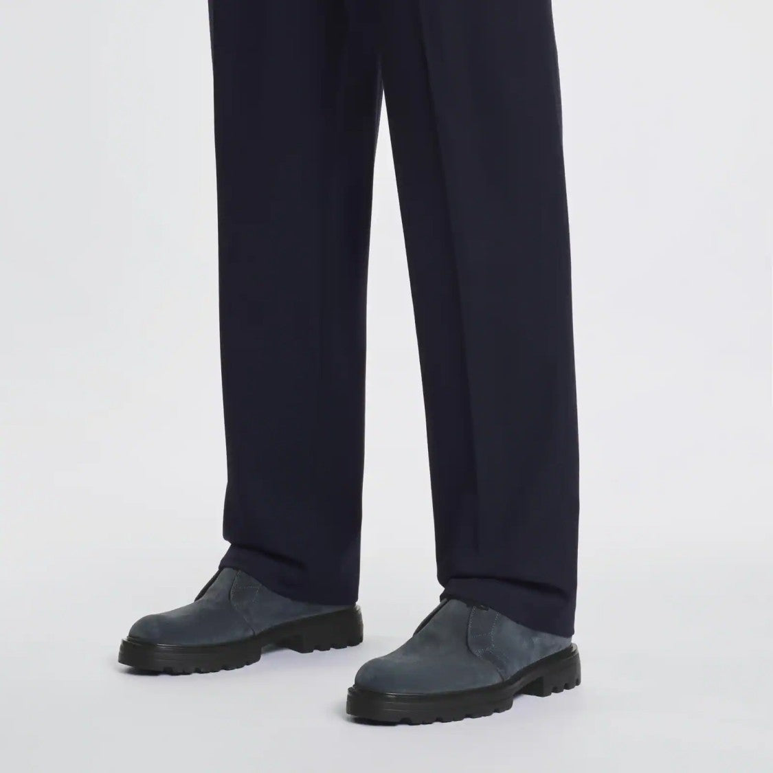 Hogan Lace-Up Ankle Shoes In Deep Blue Suede