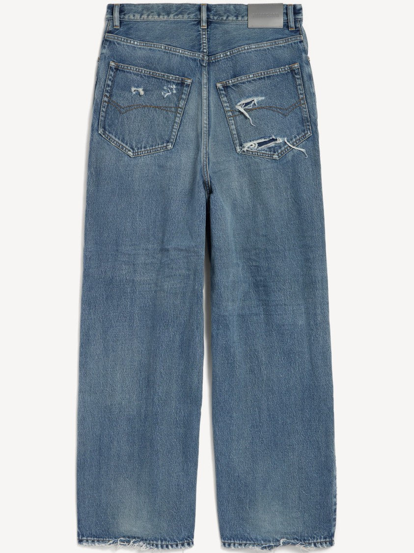 Balenciaga Baggy Fit Denim Jeans With Distressed Details