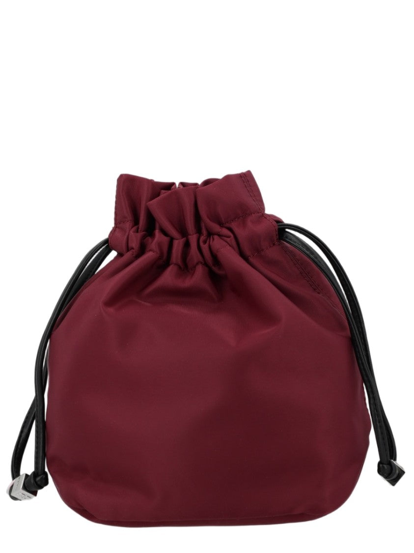 Ganni Soft Drawstring Clutch Bag With Bold Embroidery