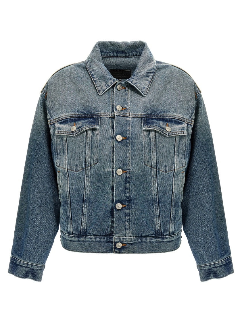Mm6 By Maison Margiela Cut-Out Denim Jacket With Unique Sleeve Details