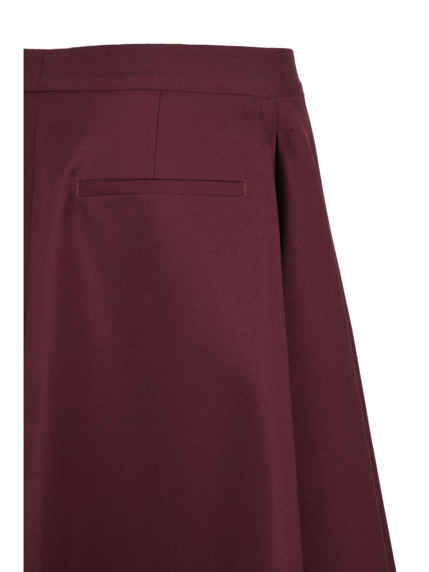 Bottega Veneta Red Wool Zip Asymmetric Midi Skirt