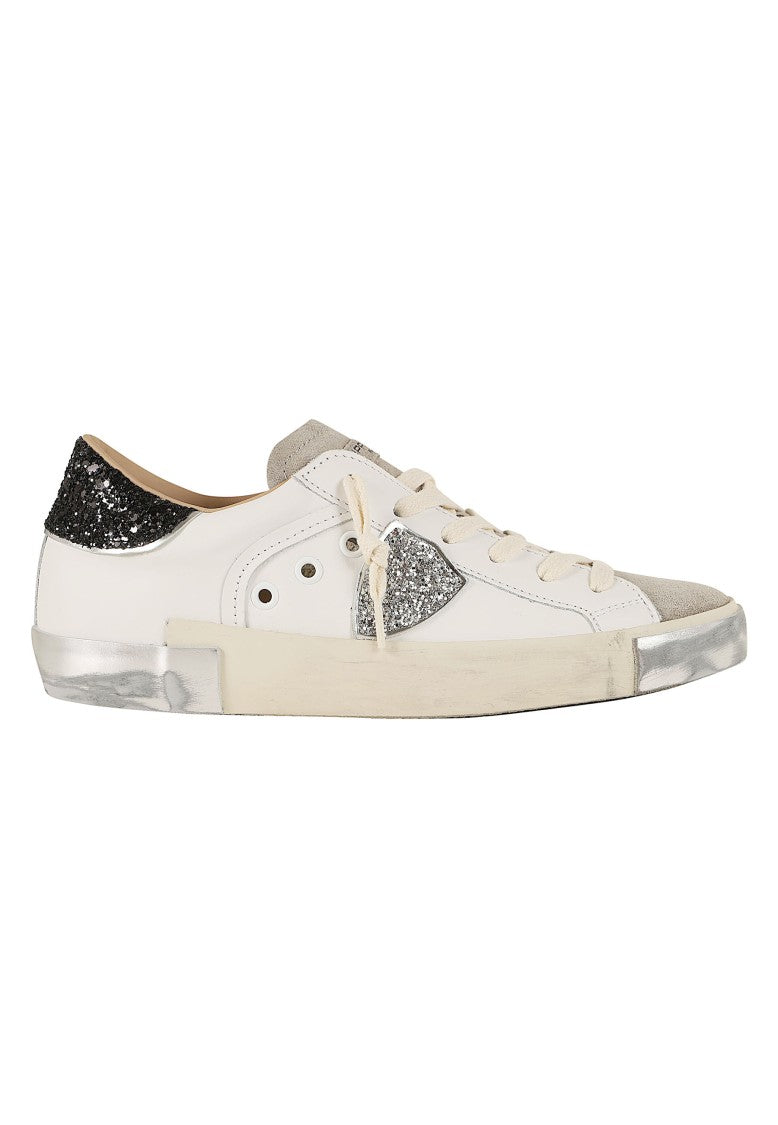 Philippe Model Prsx Low Handcrafted Glitter Leather Sneakers