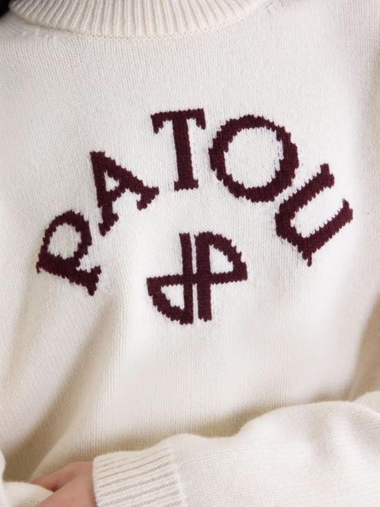 Patou Cropped Knit Sweater With Ribbed Detailing