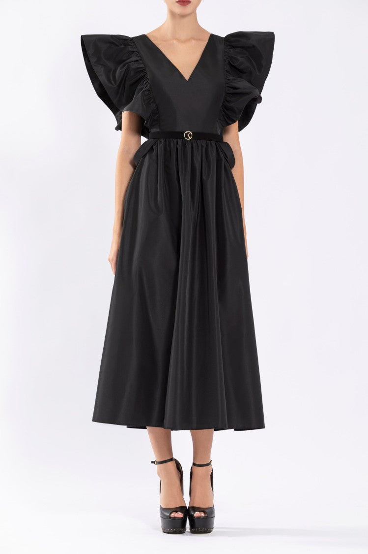Saiid Kobeisy Taffeta Dress With Gathered Sleeves