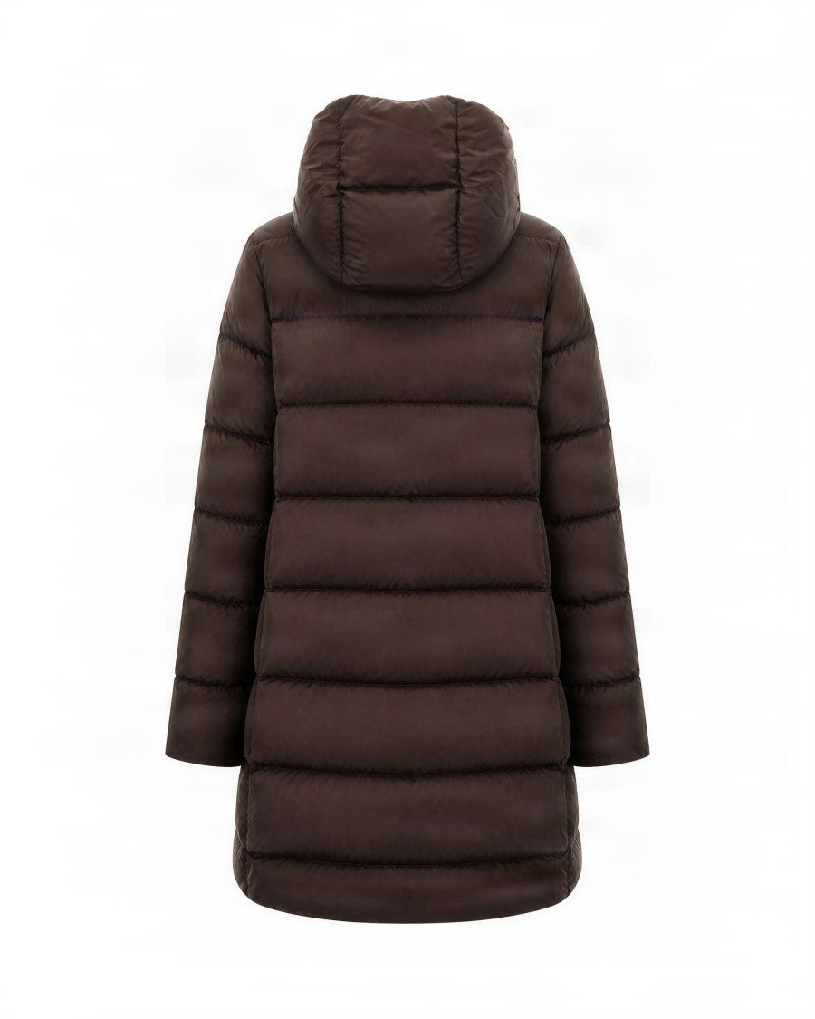 Colmar Dark Brown Horizontal Quilted Nylon Down Coat