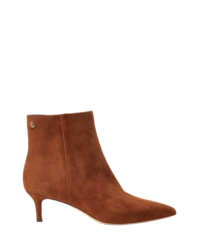 Lauren Ralph Lauren Tan Suede Ankle Boots With Pointed Toe