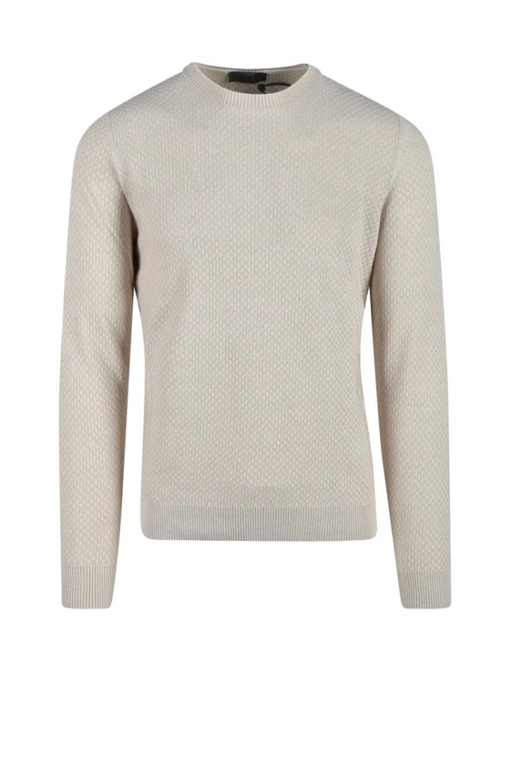 Ferrante Royal Red Beige Crewneck Cotton Sweater