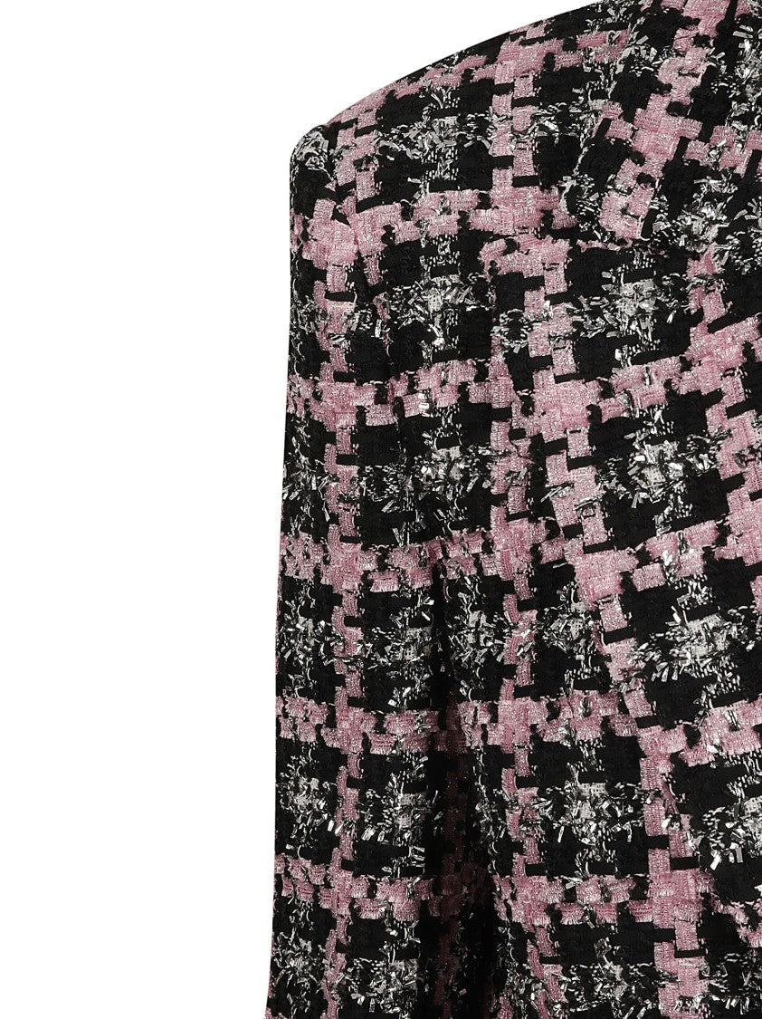 Msgm Checkered Pattern Blazer With Classic Lapel