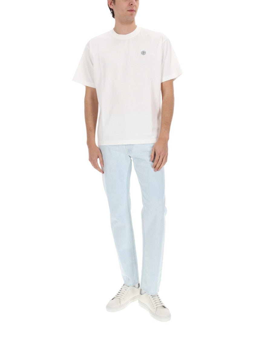 Stone Island Light Wash Cotton Five-Pocket Jeans