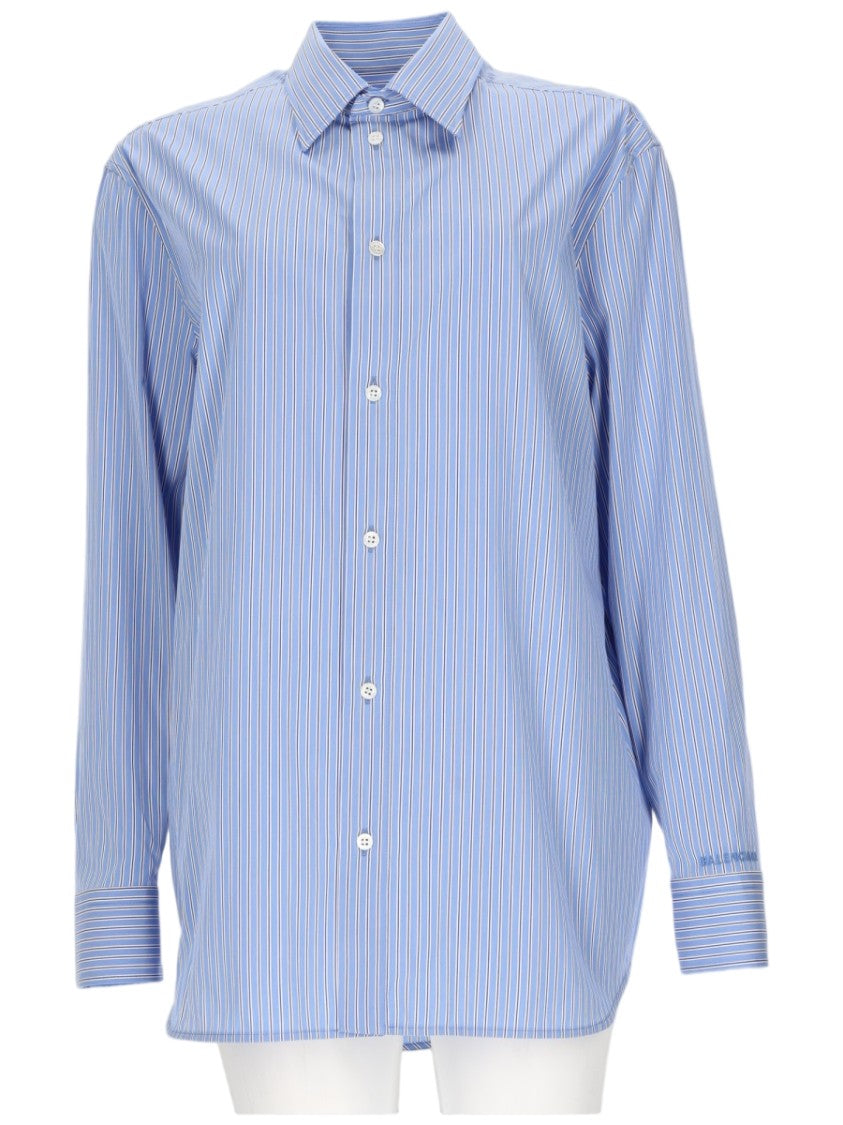 Balenciaga Long-Sleeved Popeline Shirt With Classic Collar And Striped Design