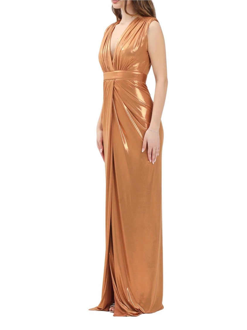 Alma Sanchez Copper Polyester Elastane Lamé Lycra Dress