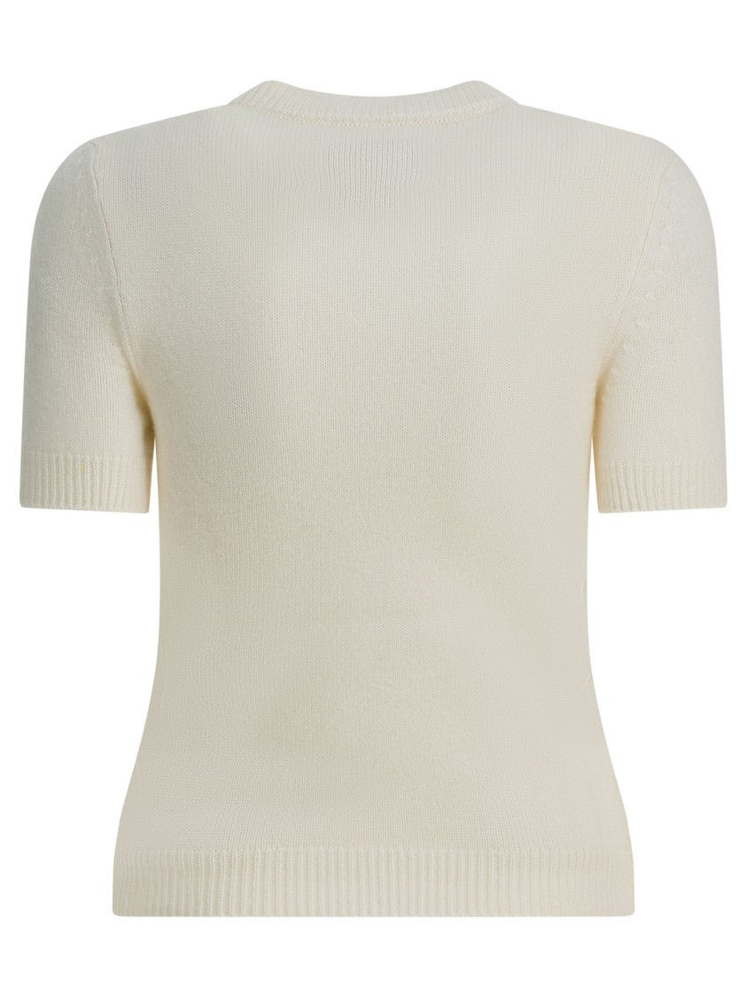 Sa Su Phi Cashmere Knit Sweater With Ribbed Trims And Classic Crew Neckline