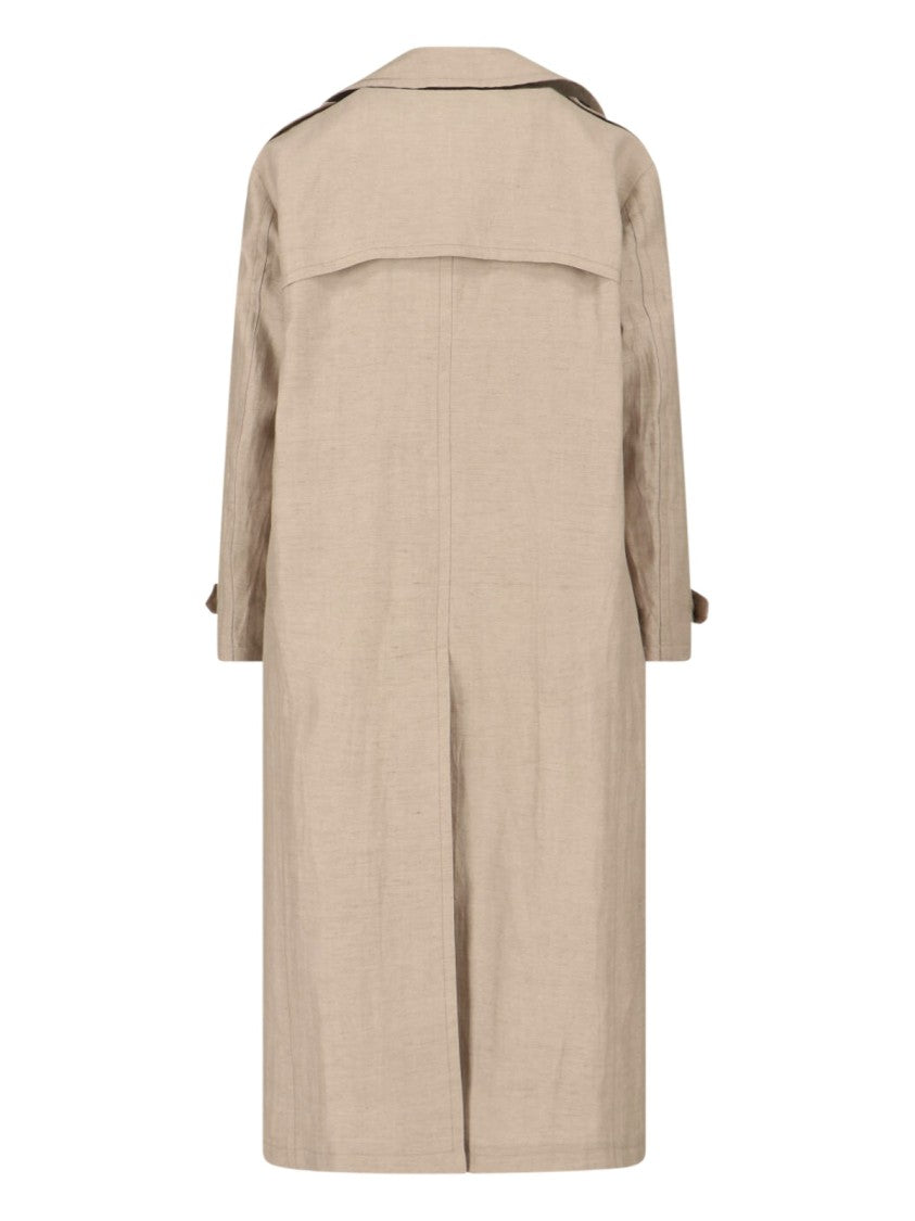 Tagliatore Beige Double-Breasted Wool Cotton Trench