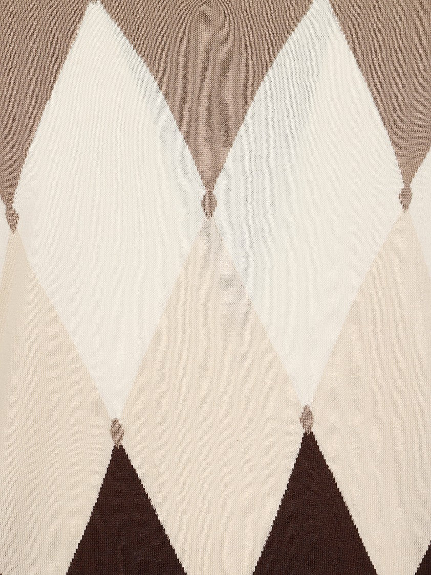 Ballantyne V-Neck Pullover With Iconic Diamond Pattern