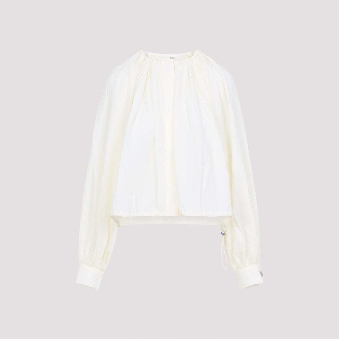 Co Long-Sleeved White Top With Adjustable Hem