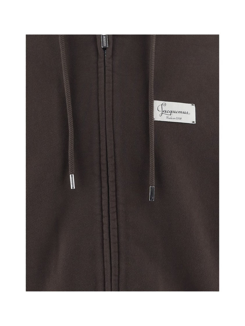 Jacquemus Front Zip Cotton Sweatshirt With Drawstring Hood