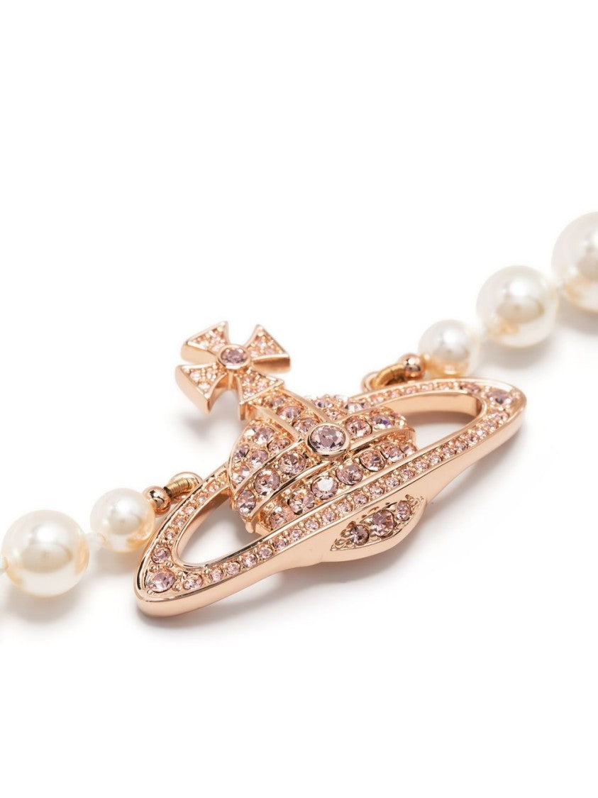 Vivienne Westwood Pearl Necklace With Ornate Planet Pendant