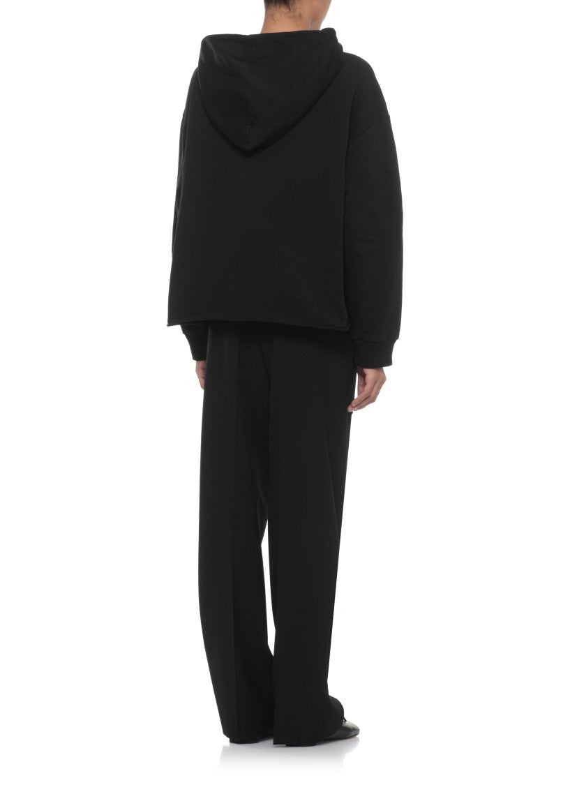 Mm6 By Maison Margiela Black Logoed Cotton Hoodie